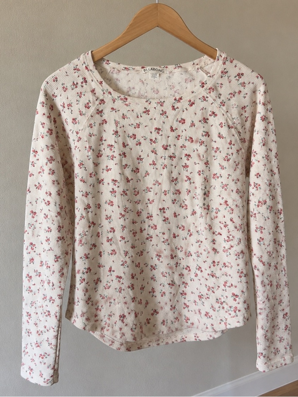 Billabong Cream Long-Sleeve Tee with Pink Floral Print - Picture 2 of 4